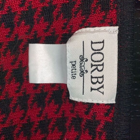 VINTAGE Dorby Woolen Houndstooth Black and Red Cardigan Sweater LIKE NEW! - Picture 4 of 6